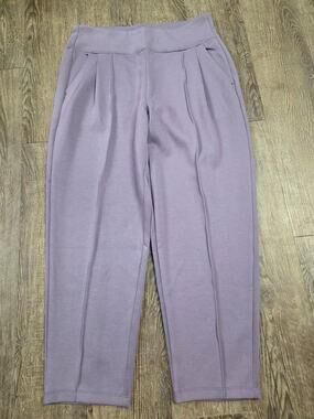 Kinesis Pull-On Pleated Cropped Scuba Pants Purple Lilac Size Medium